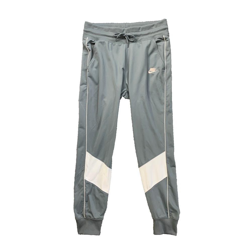 Nike Joggers Womens Medium Gray White Heritage Track Fleece Lined Tapered Pants